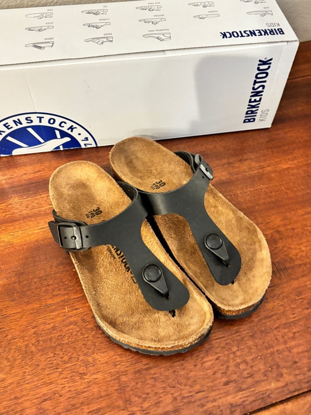 Birkenstock Black Gizeh-Style Leather Thong Sandals